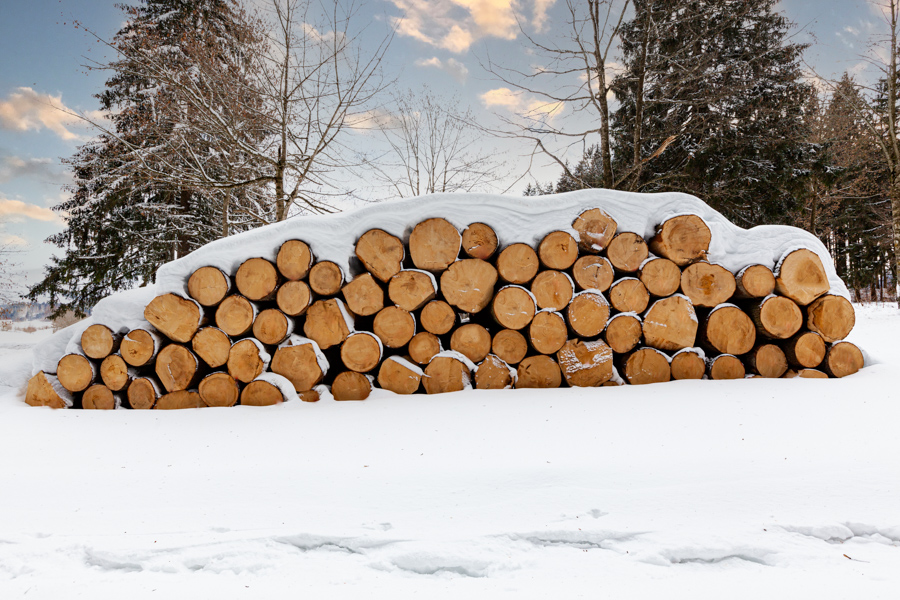 Holzpolter im Schnee