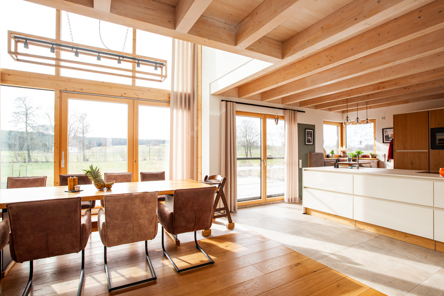 Esszimmer – Wohnküche im Massivholzhaus